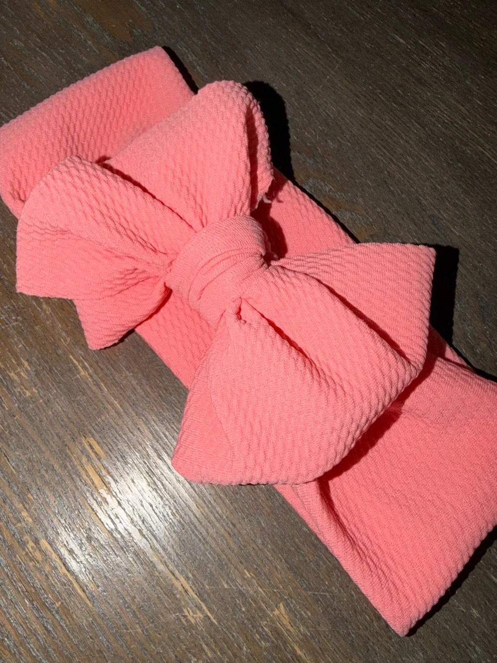 Gigi and Max Coral Pink Headwrap Bow (singular bow listing)